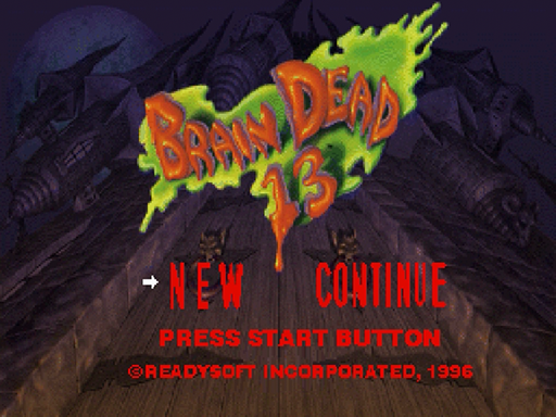 Brain Dead 13 title screen for Sega Saturn